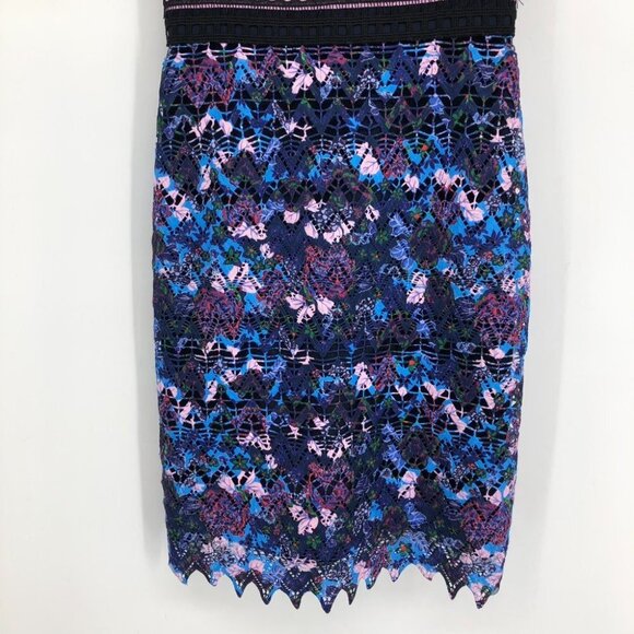 SALONI Trudi Sleeveless Chevron Lace Sleeveless Cocktail Dress Blue Multicolor 0 - Picture 6 of 16